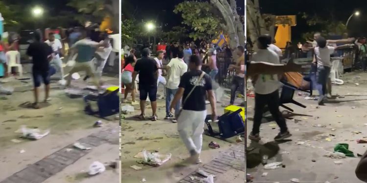 Disturbios en la Plaza de Puerto Colombia: inadaptados causan caos durante Lectura del Bando nocturno