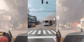 Buseta de Transmetro se incendió en plena calle 76 con 47