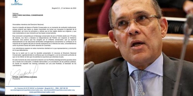Senador Efraín Cepeda renuncia a la presidencia del Partido Conservador tras controversia por nombramiento de nueva MinDeporte