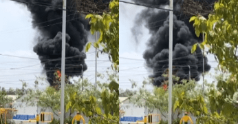 Emergencia por incendio en bodega de almacén en Villa Olímpica