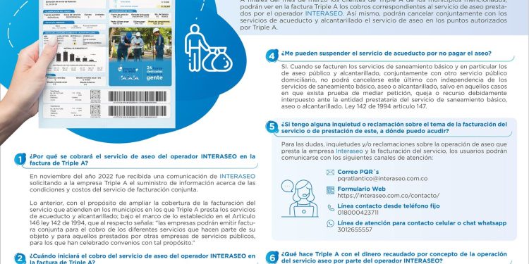 Nueva modalidad de facturación: servicio de aseo de Interaseo ahora en la factura de Triple A