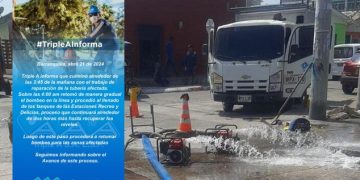 Triple A informó que quedó reparada la tubería averiada. Muchos sectores continúan sin servicio de agua 