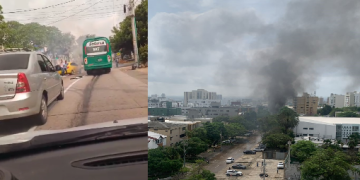 Bus de Sobusa que se prendió en llamas en la carrera 43 con 85: pasajeros evacuaron