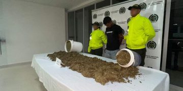 Bajan de bus a jíbaro con dos baldes llenos de marihuana