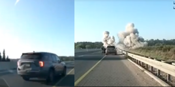 Conductor captura en video caída de misil de Hezbolá en carretera de Israel