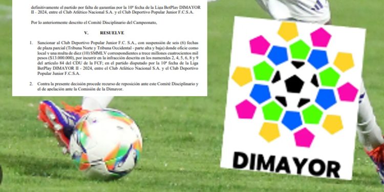 3 puntos para Junior y una dura sanción decidió Comité de Disciplina de la Dimayor