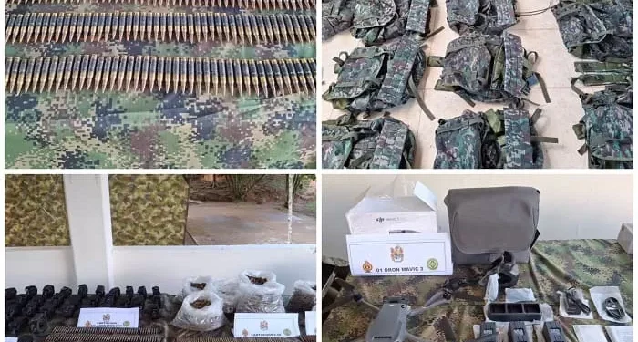 Ejército desmanteló área campamentaria e incautó más de 5000 cartuchos e intendencia de la Estructura Primera Armando Ríos, en Lejanías, Meta