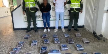 Dos pasajeros de bus fueron capturados con 23 kilos de marihuana en Nueva Granada, Magdalena