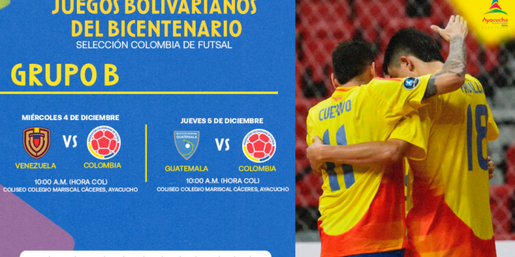 Conozca el fixture de la Selección Colombia Masculina Mayores de Futsal en los Juegos Bolivarianos del Bicentenario 2024