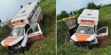 Ambulancia del Hospital Santander Herrera sufre accidente en Palmar de Varela