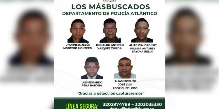 Los más buscados por feminicidio, homicidio y extorsión en el Atlántico