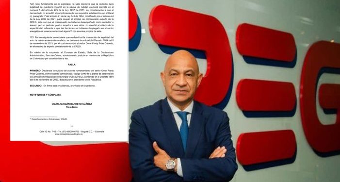 Consejo de Estado rechaza nuevamente la designación de Omar Fredy Prías en la CREG