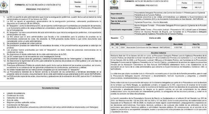 Procuraduría advierte posibles irregularidades en inspección de la SIC a Naturgas