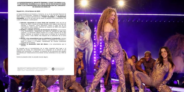 SIC emite órdenes administrativas a Ticket Colombia y Promotora Colombia por reprogramación del concierto de Shakira en Medellín