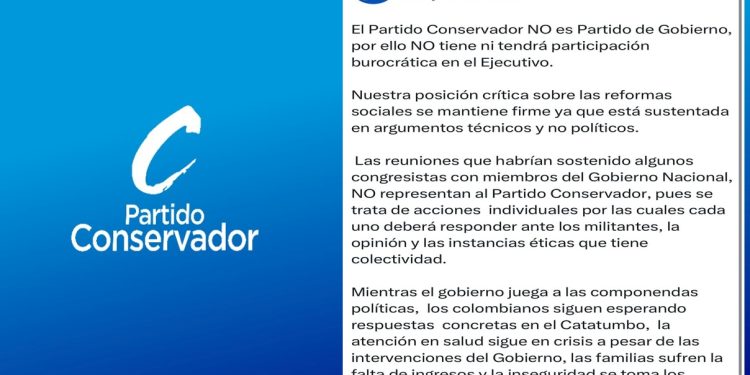 Partido Conservador desautoriza reunión de congresistas con Armando Benedetti y advierte consecuencias disciplinarias