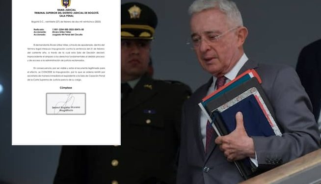 El Tribunal Superior de Bogotá acepta impugnación en juicio de Álvaro Uribe