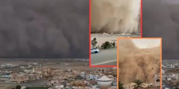 Impresionante tormenta de arena cubre en minutos la ciudad de Ar Rass en Arabia Saudita