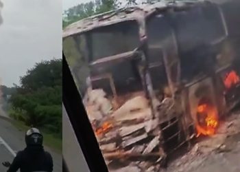 Bus de la empresa Super Star se incendia en la vía entre Barranquilla y Ciénaga