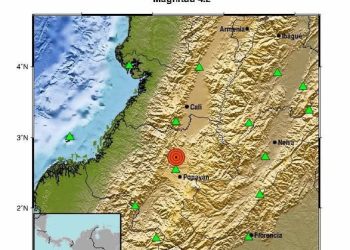Sismo de magnitud 4.2 sacudió esta madrugada a Cajibío, Cauca