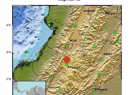 Sismo de magnitud 4.2 sacudió esta madrugada a Cajibío, Cauca