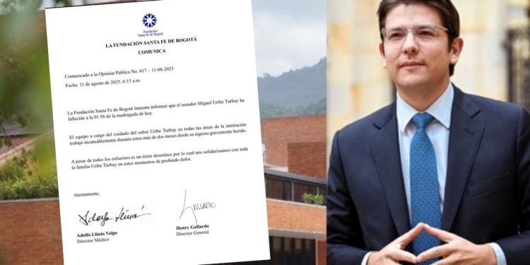 Fundación Santa Fe confirma fallecimiento del senador Miguel Uribe Turbay tras dos meses de lucha