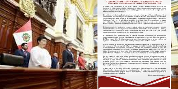 Perú rechaza con firmeza declaraciones de Petro sobre isla en disputa: invoca tratado de 1922