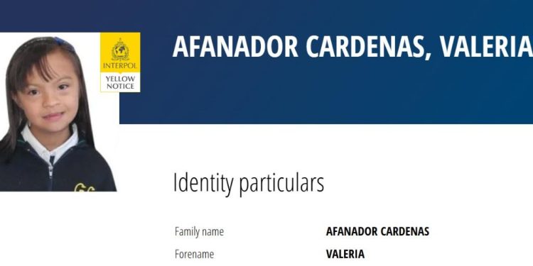 Interpol emite circular amarilla para ubicar a niña desaparecida en Cajicá