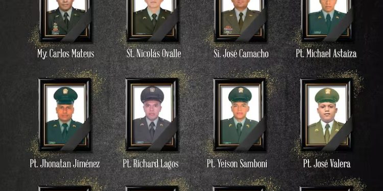 Sube a 13 el número de policías muertos en ataque a helicóptero en Antioquia