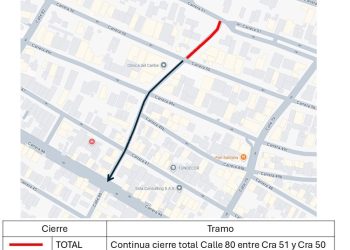 Cierre parcial en la calle 80 entre carreras 50 y 49C por inicio de obras