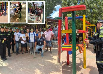 Policía Nacional lidera embellecimiento del Parque de Taganga en el Día Mundial del Turismo