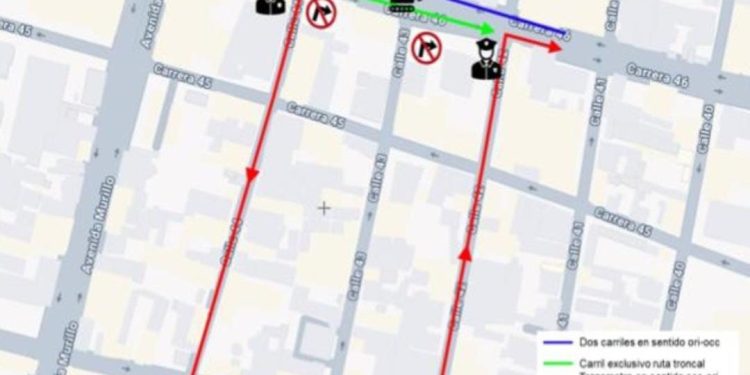 Cierre parcial en la carrera 46 por apertura de separador en la calle 43: así serán los desvíos hasta el 5 de diciembre