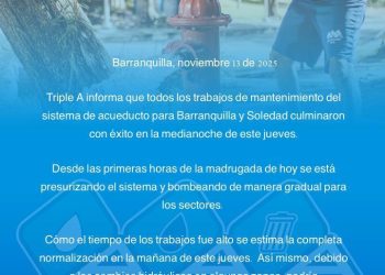 Triple A culmina trabajos y anuncia normalización del servicio de agua en la mañana de este jueves