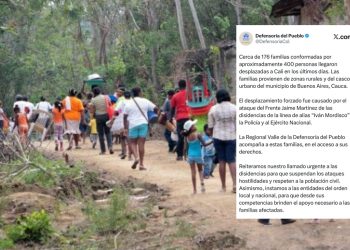 176 familias desplazadas del Cauca llegan a Cali tras ataque de disidencias