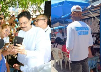 Personas luciendo camisetas de disidencias de las Farc en evento de Iván Cepeda