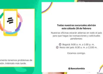Bancolombia abrirá todas sus sucursales este sábado 28 de febrero tras fallas en el servicio