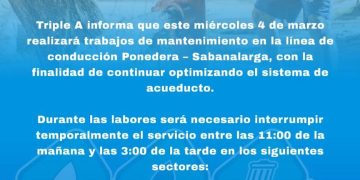 Corte de agua programado este jueves en Ponedera y Sabanalarga