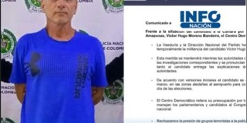 Centro Democrático suspende militancia de candidato Víctor Hugo Moreno tras su captura