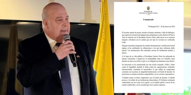 Embajada de Colombia en EE. UU. desmiente acusaciones contra Petro y pide cautela ante informe del NYT