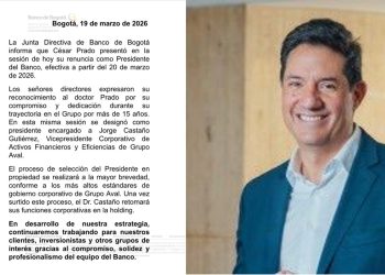 Sacudida en el Banco de Bogotá: renuncia su presidente César Prado