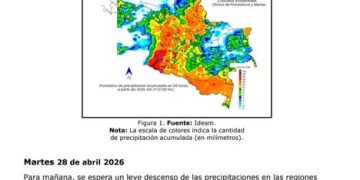 Pronostican lluvias generalizadas en Colombia durante esta semana