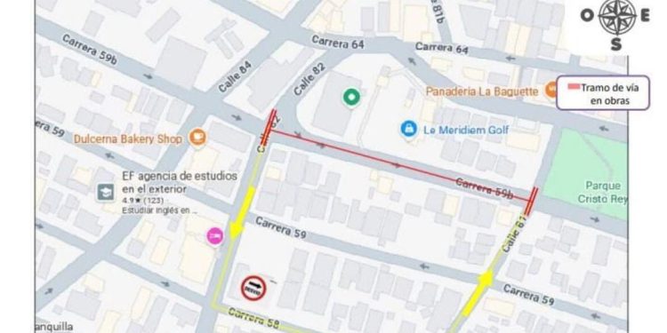 Cierres viales en la carrera 59B por obras hasta el 26 de mayo en Barranquilla