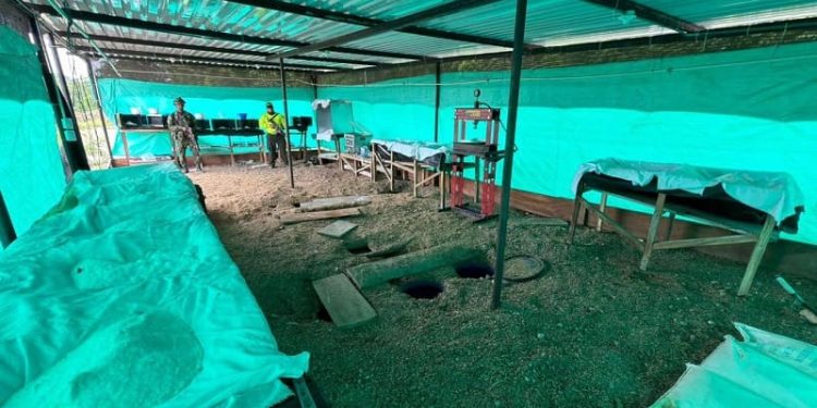 Desmantelan laboratorio subterráneo del ELN camuflado como granja en el sur del Cesar