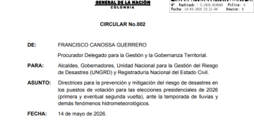 Procuraduría insta a mandatarios locales a fortalecer la gestión de riesgo de desastres para garantizar la seguridad en las elecciones presidenciales de 2026