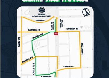 Desde esta noche, cierre parcial temporal de la intersección de la calle 72 con carrera 43