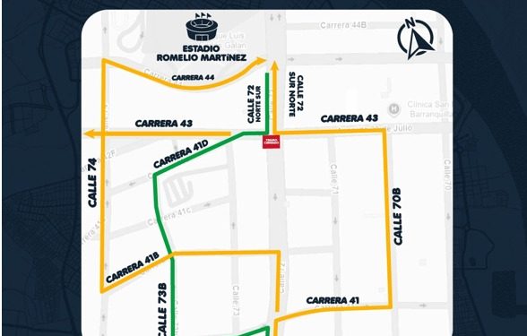 Desde esta noche, cierre parcial temporal de la intersección de la calle 72 con carrera 43