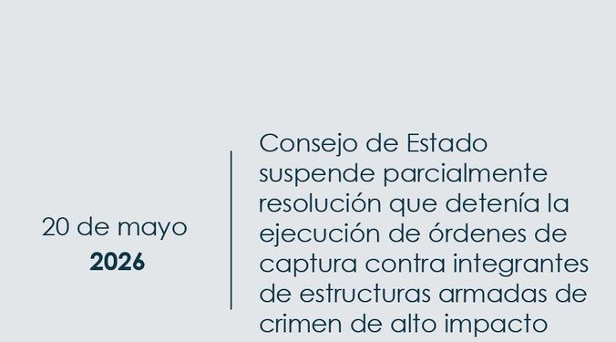 Consejo de Estado suspende parcialmente resolución sobre suspensión de órdenes de captura en el marco de la “Paz Total”