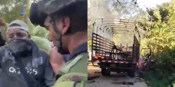 Denuncian ataque contra tropas y quema de vehículo policial durante operativo contra minería ilegal en Tolima