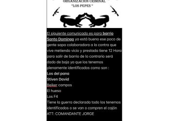 Alerta en Santo Domingo por circulación de panfleto con amenazas atribuidas a grupo criminal