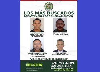 Policía del Atlántico revela cartel de los 4 delincuentes más buscados en 18 municipios del departamento