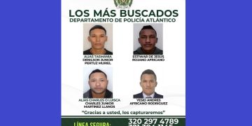 Policía del Atlántico revela cartel de los 4 delincuentes más buscados en 18 municipios del departamento